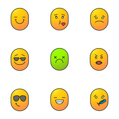 Fototapeta premium Smiles color icons set