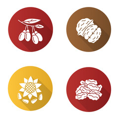 Spices flat design long shadow glyph icons set