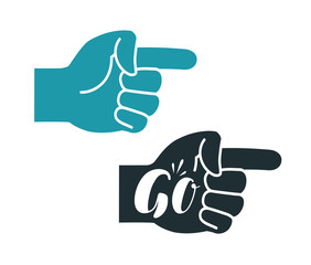 Forefinger symbol or icon. Index finger, go, direction, orientation hand gesture. Vector illustration