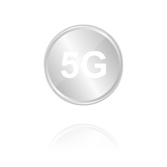 5G-Symbol - Silber Münze mit Reflektion