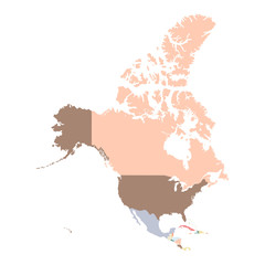 Color map of North America continent