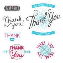 Thank you gratitude feeling emotions text lettering vector badge thanksfull quote phrases message