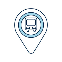 map pointer with symbol bus station for location vector illustration