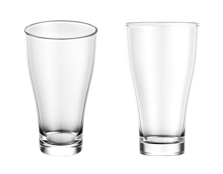 Empty glass isolated on white background, 3D rendering