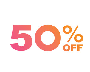 Luxury gradient orange to pink fifty percent special discount word text