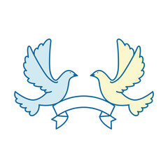 doves of peace with ribbon