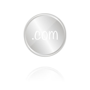 .com-Domain kreativ - Silber Münze mit Reflektion