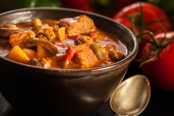 Stew soup with meat potatoes