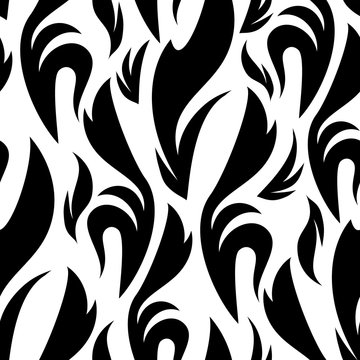 Floral seamless pattern. Swirls background for wrapping, fabric, paper and wallpaper. Vector vintage seamless black and white floral pattern.