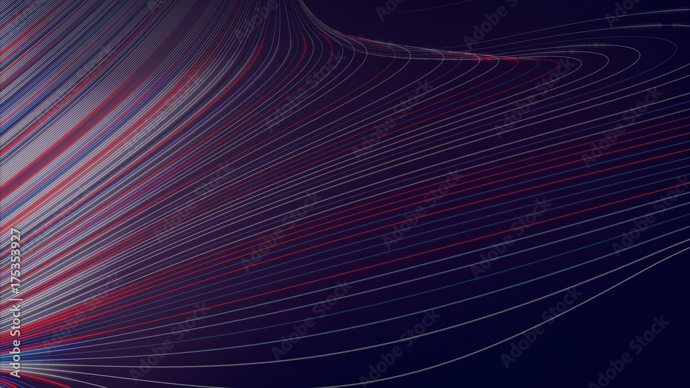 Fototapete digital colored lines abstract background. 3d rendering