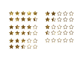 Vector golden glitter online shopping review feedback five star rate icon