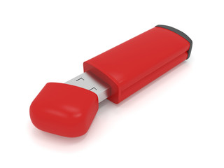 3d illustration of a red flash drive isolated on a white background.