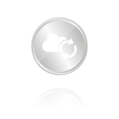Cloud-Synchronisieren-Symbol - Silber Münze mit Reflektion