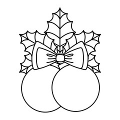 merry christmas balls with bow decorative