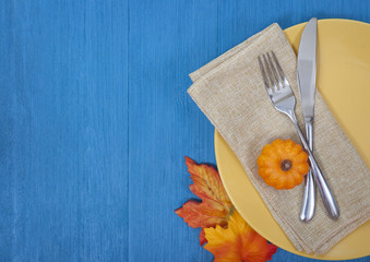 Fototapeta na wymiar Autumn Thanksgiving Table Setting Background