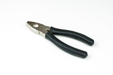 isolated stainless steel metal pliers , repair equipment on white background