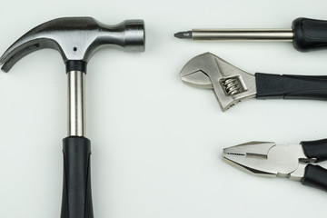 workshop concept : construction tool metal equipment industrial set