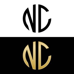 nc initial logo circle shape vector black and gold