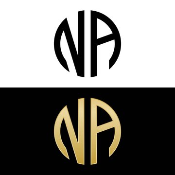 na initial logo circle shape vector black and gold