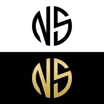 ns initial logo circle shape vector black and gold