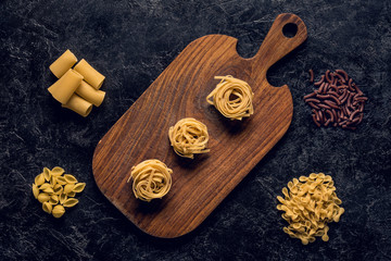 composition of various raw pasta