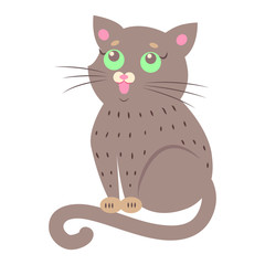 Cute cat Cartoon Flat Vector Sticker or Icon