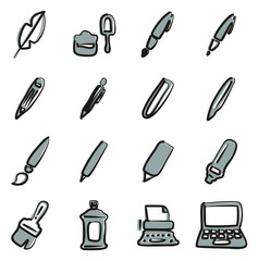 Writing Tools Icons Freehand 2 Color