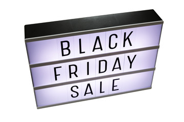 Black friday sale lightbox isolated on white