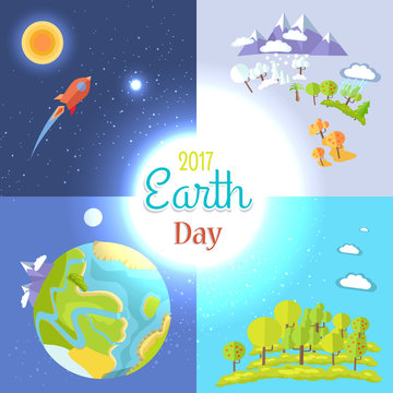 2017 Earth Day Posters Set Traveling to Moon