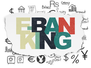 Currency concept: E-Banking on Torn Paper background