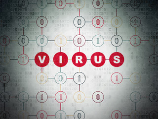 Protection concept: Virus on Digital Data Paper background