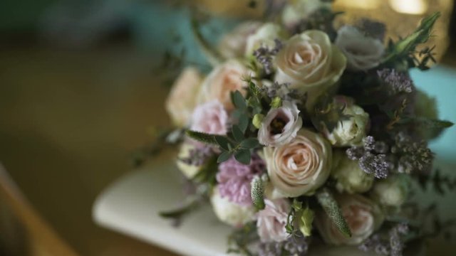wedding bouquet on table