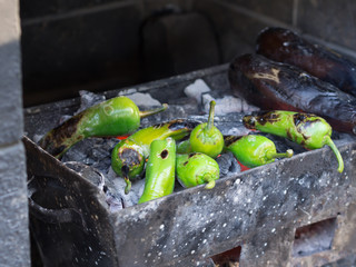 roasted pepper on barbecue