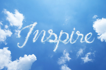 INSPIRE calligraphy cloud word on sky.