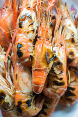 Food series: closeup of grilled river prawns