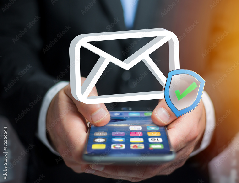 Poster approved and verified email symbol displayed on a futuristic interface - message and internet concep