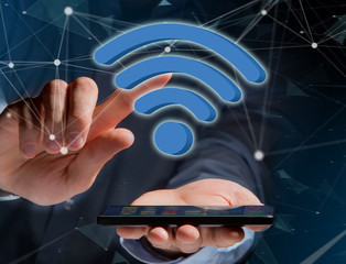 Wifi symbol displayed on a futuristic interface - Connection and internet concept