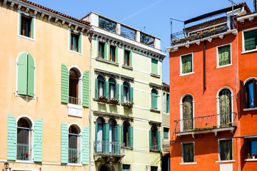 Naklejka premium Traditional street view of old buildings in Venice, ITALY