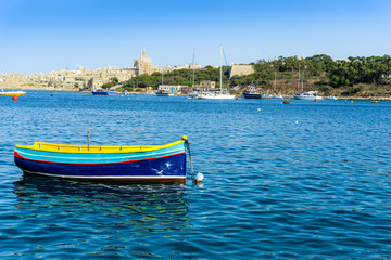 Mediterranean traditional colorful boats in Malta