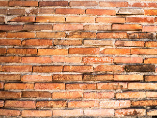 Old texture pattern orange red brick wall background.
