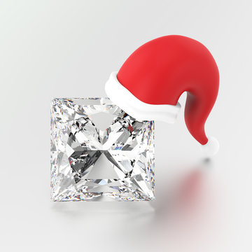 3D illustration diamond stone in the Christmas Santa Claus