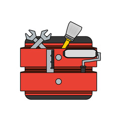 toolbox with repair tools icon over white background vector illustration