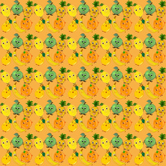 Background with happy and funny fruits	