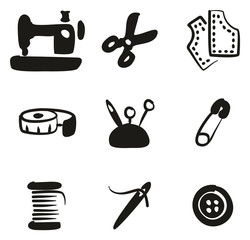 Tailor Shop Icons Freehand Fill