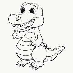 Baby coloring, funny cute crocodile