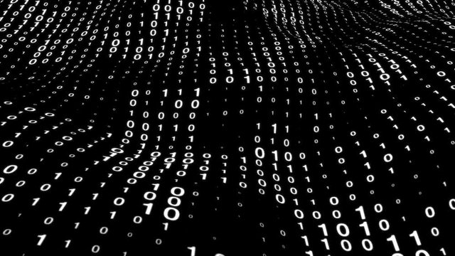 Evolving information 3d shape formed by binary digits