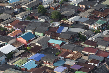 Aerial view of houses in Bangkok residential area
