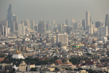 Aerial view of Bangkok city skyline