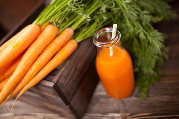 Fresh organic carrot juice