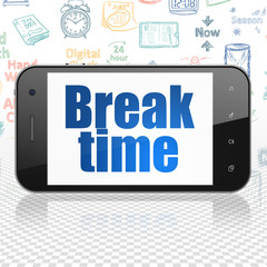 Timeline concept: Smartphone with Break Time on display